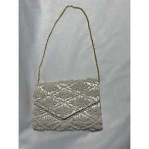 Vintage La Regale Beaded Evening Bag Clutch Purse Floral Gold Chain